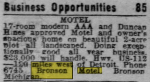 Bronson Motel - July 1957 For Sale (newer photo)